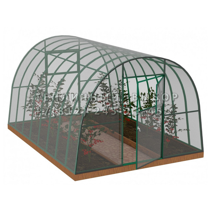 Теплица из поликарбоната Усиленная Арочная 3х4 h=2.1 м профиль 30х30 мм Зеленый
